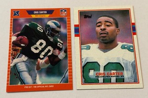 Cris Carter 2 RC Lot Topps and Pro Set Rookie Minnesota Vikings Football Cards
