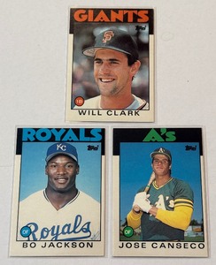 1986 Topps Traded 3 Card Rookie Lot - Bo Jackson, Jose Canseco, Will Clark