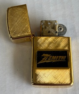 Vintage 1970s Zenith Radio Promotional Zippo Lighter - 14k Gold