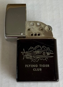 Vintage Flying Tiger Club Wind Master Flip-Top Pocket Petrol Lighter
