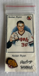 Nolan Ryan 1992 Rawlings Sportmart No-Hitter Stadium Giveaway Pin w Card and Tickets