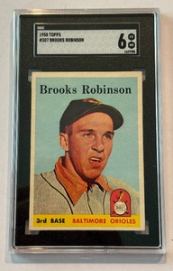 Brooks Robinson 2nd Year SGC 6 EX-NM Graded Slab 1958 Topps #307 Vintage Baseball Card