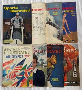 (8) 1960 Vintage Sports Illustrated Magazines August-December Issues