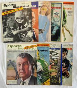 (9) 1963 Vintage Sports Illustrated Magazines August-December Issues