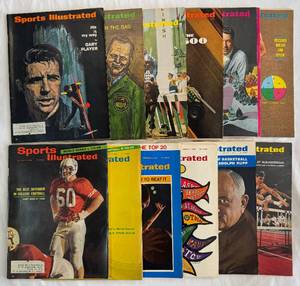 (12) 1965 and 1966 Vintage Sports Illustrated Magazines October-June Issues
