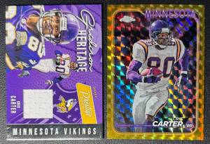 Cris Carter 2-Card Gold 50 & Jersey Swatch Minnesota Vikings Football Card Lot