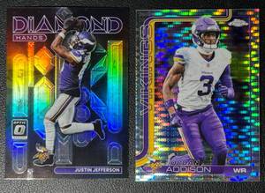 Justin Jefferson & Jordan Addison 2-Card InsertParallel Minnesota Vikings Football Card Lot
