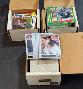 (3) Baseball Card Boxes - Stickers, Puzzles, and 1992 Leaf Set