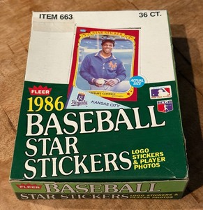 1986 Fleer Baseball Stickers 36 Pack Card Box