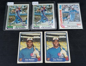 Tim Raines 5 Card Vintage Baseball Lot w 2 Rookie Cards 1981 and 1982