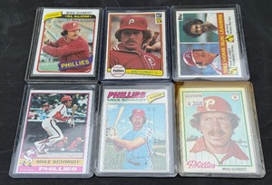 Mike Schmidt 6 Card Vintage Baseball Lot 1976-1984