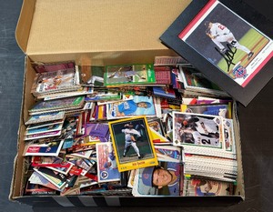 Large Showbox Full of 80s-90s Baseball Cards and Autographed Jesse Crain Photo