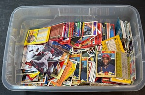 Plastic Bin Full od 80s-90s Baseball Cards