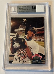 Ken Griffey Jr. Game-Used Jersey Swatch and 1993 Topps Stadium Club All-Star #56 Beckett Graded 8.5 NM-MT Slab Baseball Card