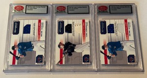 (3) 2002 Donruss Big League Challenge Materials Luis Gonzalex and (2) Richie Sexton Baseball Cards