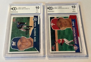 (2) BCCG Graded 10 Gem Mint Slabs - 2001 Fleer Ben Sheets and Jason Michaels