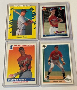 (4) Chipper Jones RC Lot - Upper Deck, Score, Topps, Classic Rookie Baseball Cards