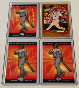 (4) Albert Pujols Rookie Card and 2nd Year Baseball Card Lot