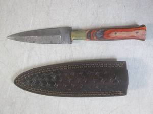 (FS) 8 14 Fixed Blade Damascus Kn...