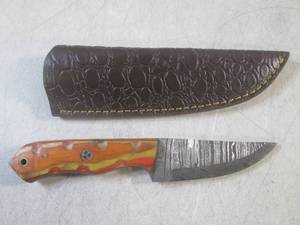 (FS) 7 78 Fixed Blade Damascus Kn...