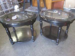 (EW3) Pair of Vintage Wood with Gla...