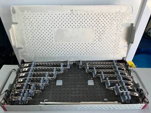 MSRP $6,000 Synthes 3.5mm LCP Proximal Tibia Plate Set, Small Fragment Orthopedic Trauma Plating System w Assorted Left &amp Right Locking Plates, Screw Rack &amp Instrument Tray, Surgical OR Fracture Repair Set in Sterilization Case