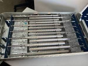 MSRP $4,500 Osteonics Fully Fluted Cylindrical Reamer Kit 1016mm, Orthopedic Intramedullary Canal Reaming System w Sterilization Case &amp Multiple Reamer Heads, Surgical TraumaOrtho Instrument Set for OR &amp Hospital Use