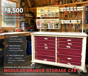 MSRP $8,500  Herman Miller Healthcare Modular Drawer Storage Cart, Double-Wide Rolling Supply Cabinet w 13 Drawers for Clinics Craft Studios Fish Houses Tool Storage