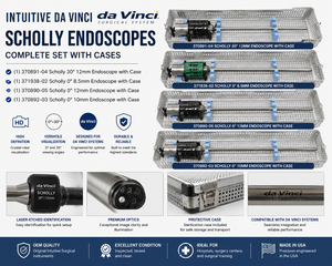 MSRP $18,000 Intuitive Da Vinci Scholly Endoscope Set, 30° 12mm, 0° 12mm, 0° 10mm &amp 0° 8.5mm Endoscopes w Sterilization Cases, OEM Robotic Surgery Imaging Optics for Da Vinci Surgical Systems, Hospital &amp Surgical Training Use