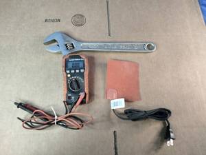 Klein Tools Digital Multimeter, 15 Adjustable Wrench, and Heating Element