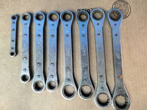 Snap On  Double box-end ratcheting wrenches.