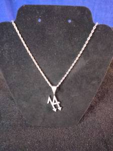 Brand New  22 JINAO Hip Hop iced-out 14 pendant necklace with a white gold-plated brass pendant and a stainless steel rope chain