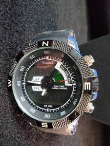 Stauer Sport Hybrid Watch with a stainless steel and silicone strap