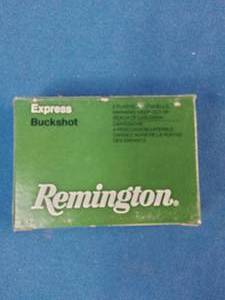 Remington 20 Ga. Express Buckshot shotshell ammunition.