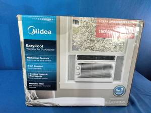 Midea EasyCool Window Air Conditioner with mechanical controls and a 5,000 BTU cooling capacity.