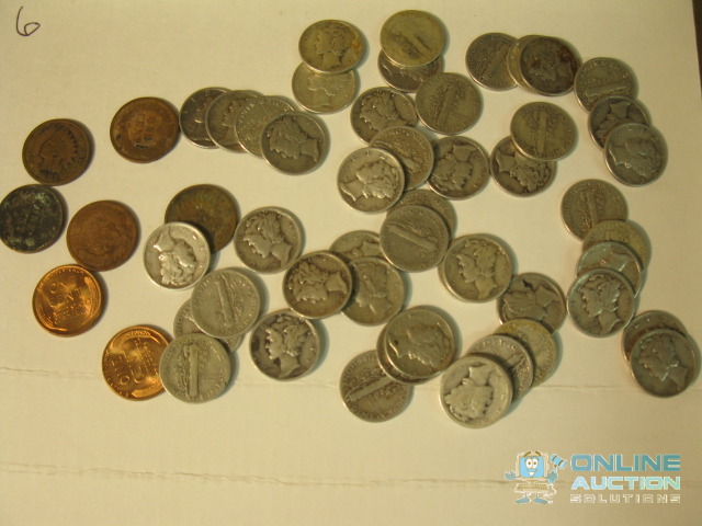 lot 6 image: Mercury Dimes, 90% Silver, Qty 50