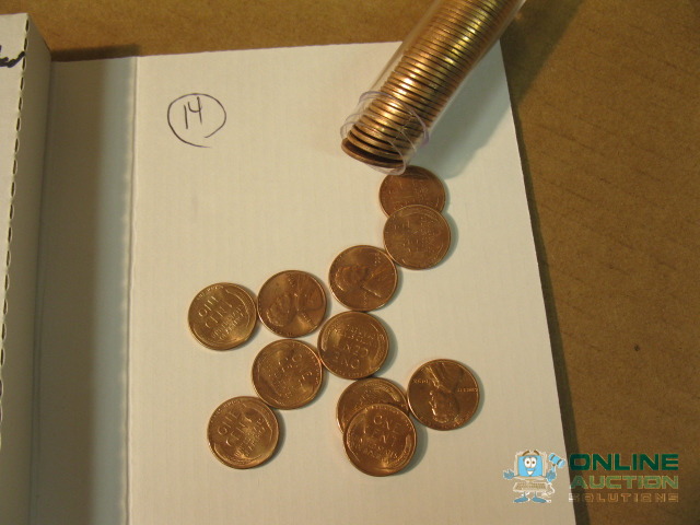 lot 14 image: Wheat Pennies, qty 2 rolls