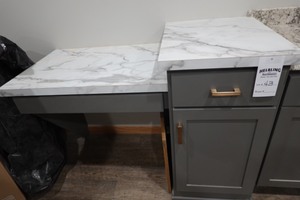 Grey painted desk wlaminate top