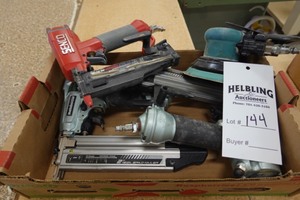 (2) Metabo nailers, (1) Senco nailer, (1) Dynabrade sander