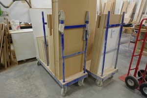 (2) Blue shop carts on castor wheels 22x60 (inventory not included)