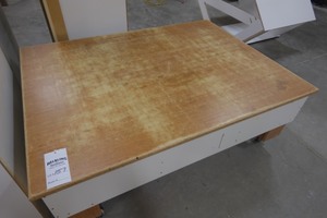 5x4 foot shop work station on castor wheels 22 inches tall