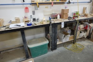 (2) Performax work benches 55x24, Hanging Rubbermaid tool rack (tables and rack only)