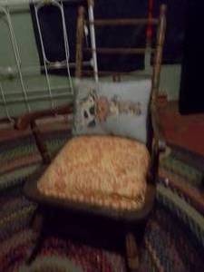 Vintage Solid Wood Cushioned Rocking Chair