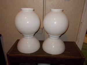 Vintage White Glass Lamp Shades - 4 Total