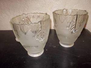 Vintage Frosted Glass Lamp Shades - Pair