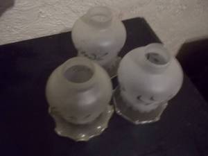 Vintage Frosted and Clear Glass Lamp Shades - 3 Total