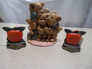 Vintage Cast Iron Red Apple Bookends Lot