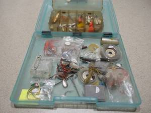 Vintage Fishing Tackle Box Lot with Assorted Lures & Fishing Line