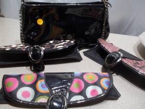Vintage Black Patent Leather Interchangeable Shoulder Bag with 3 Extra Flaps