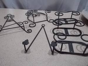 Vintage Black Wrought Iron Decorative Display Easels & Plate Racks - Multi-Piece Lot